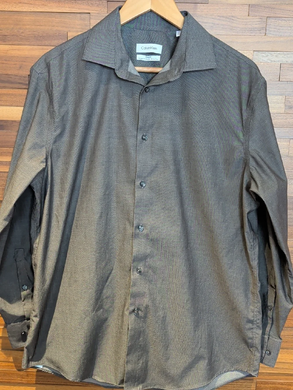 Calvin Klein Men's Steel Grey Button-Down Dress Shirt - Picture 1 of 7